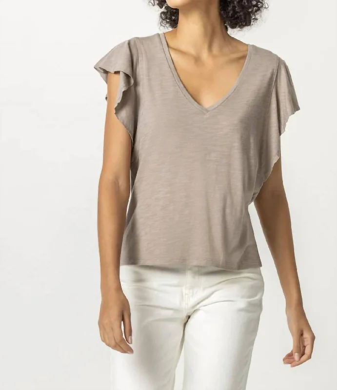Must-Have Deals Flutter V-Neck Tee In Raffia
