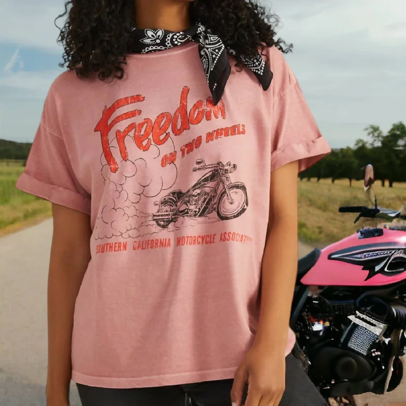 Exclusive Online Offer Freedom On Two Wheels Tee In Pink