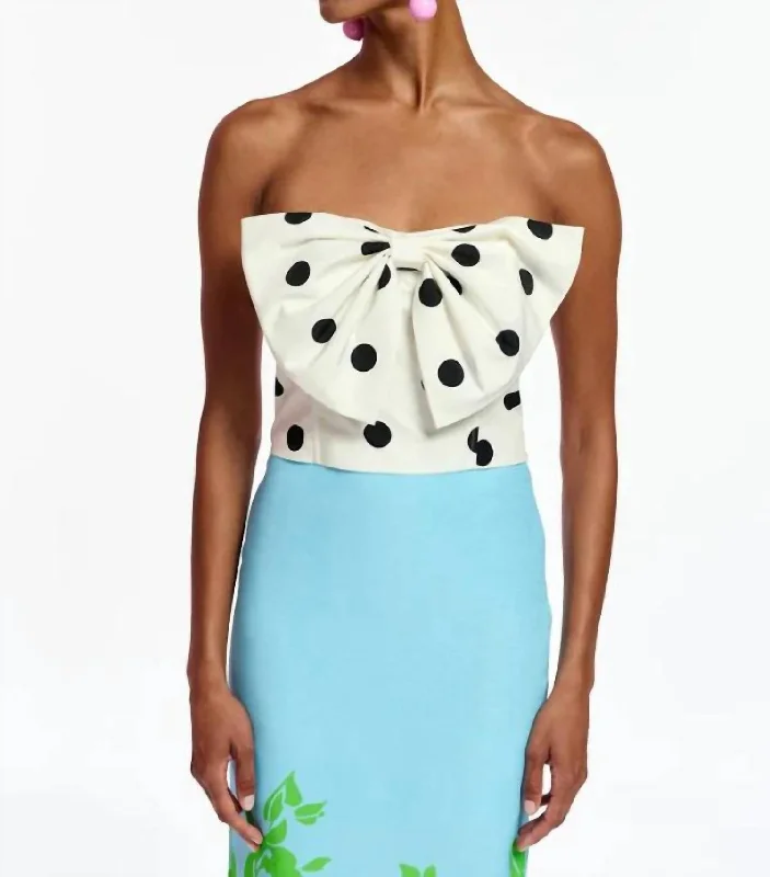 Don't Miss Freesia Bow Bodice Tube Top In White/black