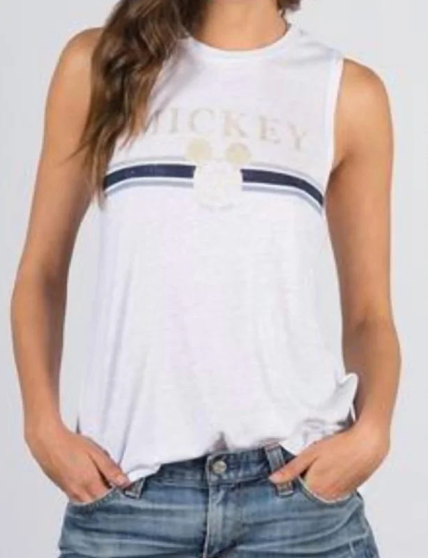 Now or Never Gold Mickey Muscle Tank In Blue