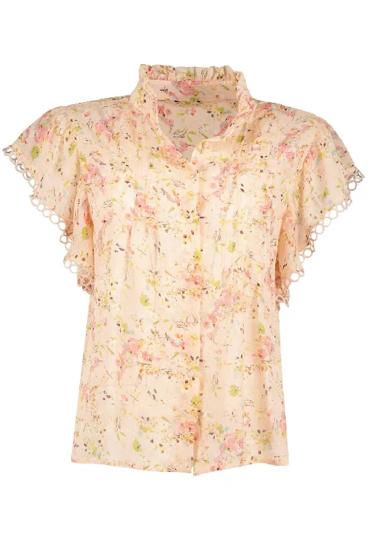 Buy Now Good Vibrations Gabrielle Flutter Sleeve Top In Romance Print