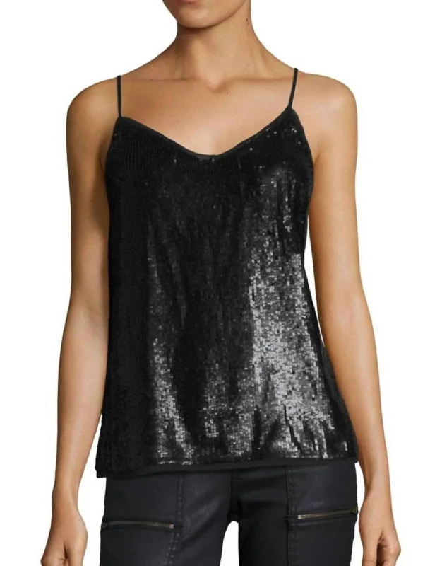 Take Advantage Gowa Sequin Top In Black