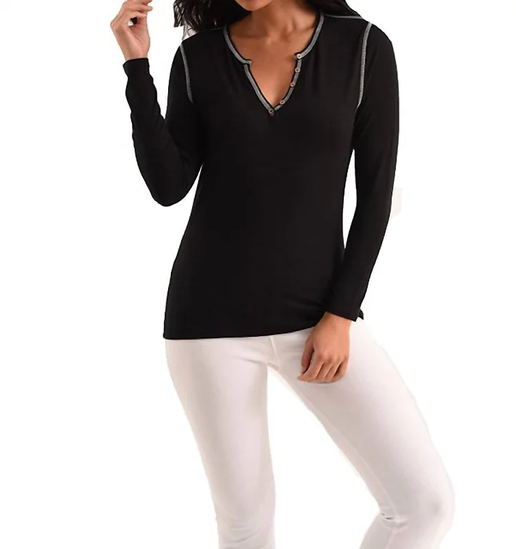 Extra Savings Grace Long Sleeve Top In Black White
