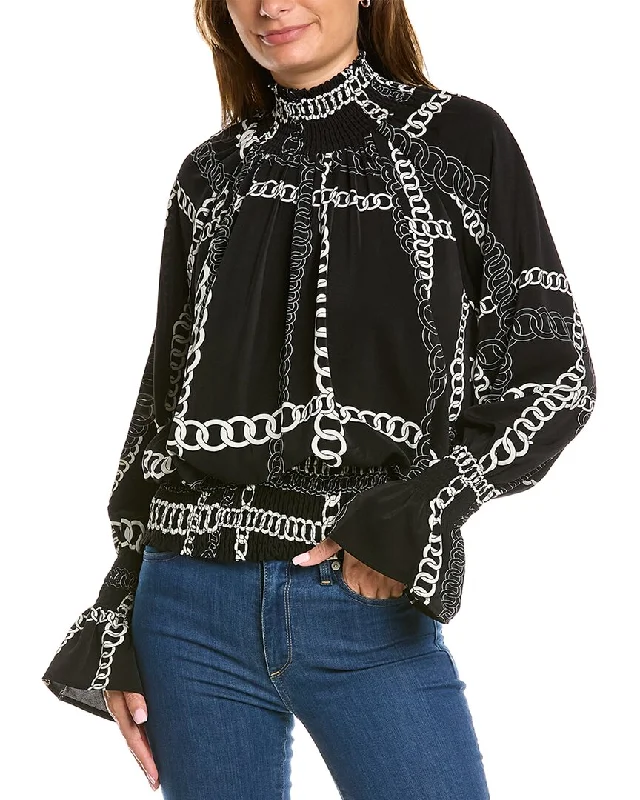 Instant Savings Gracia Shirring Detail Chain Print Top