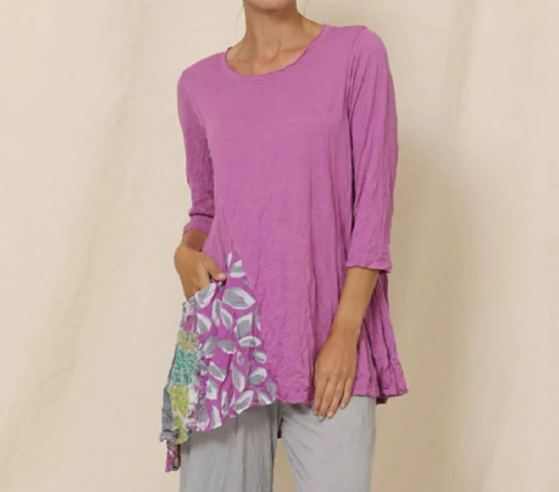 Stock Clearance Greta Tunic In Lilac With Floral Pocket