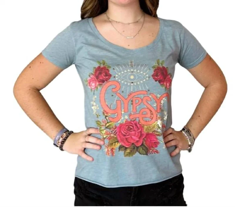 Discount Deals Gypsy Rose Rhinestone Tee In Blue