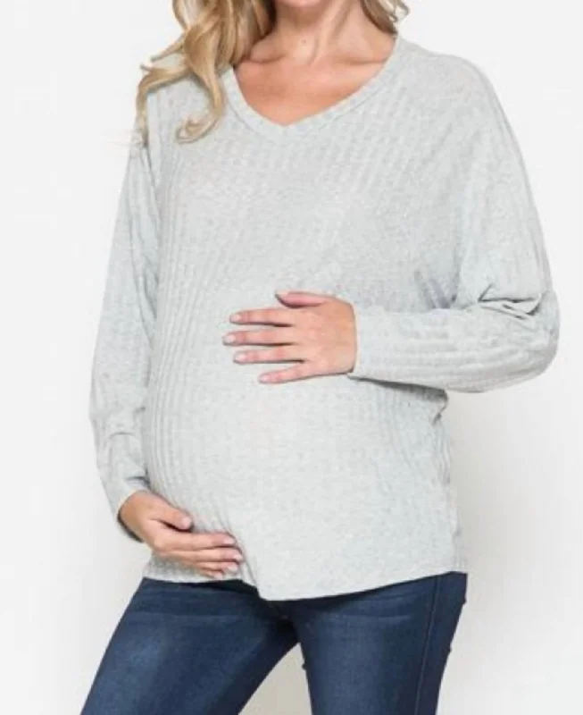Extra Discounts Hacci Maternity Top In Heather Grey