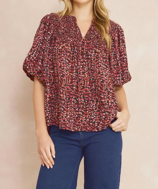 Buy Now Half Sleeve Top In Burgundy