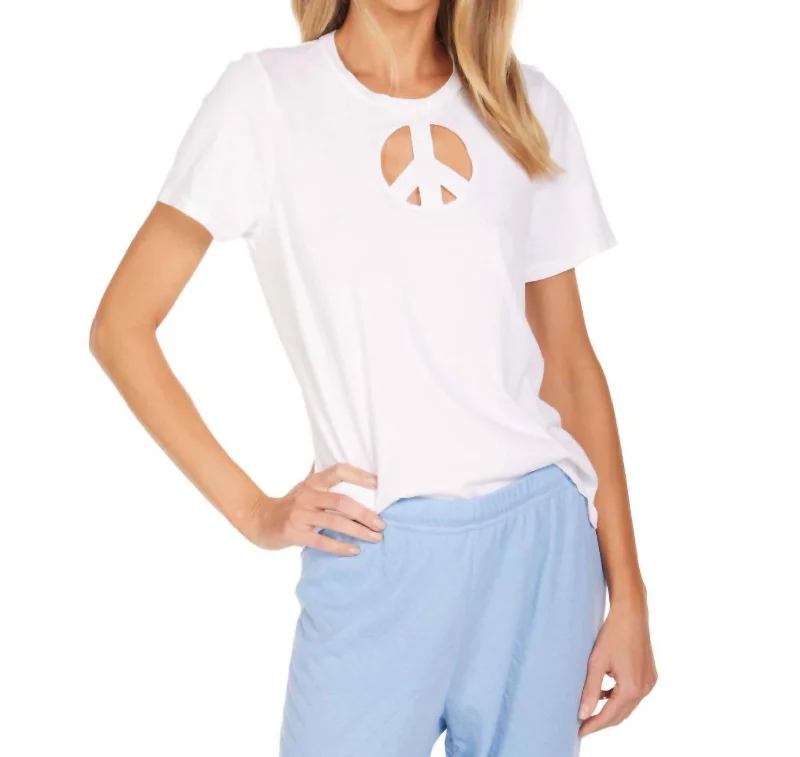 Weekend Flash Sale Hall Short Sleeve Tee With Peace Cutout In White