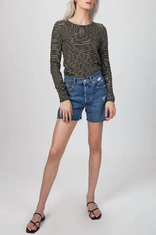Super Deal Hanya Top In Blackish Stripe