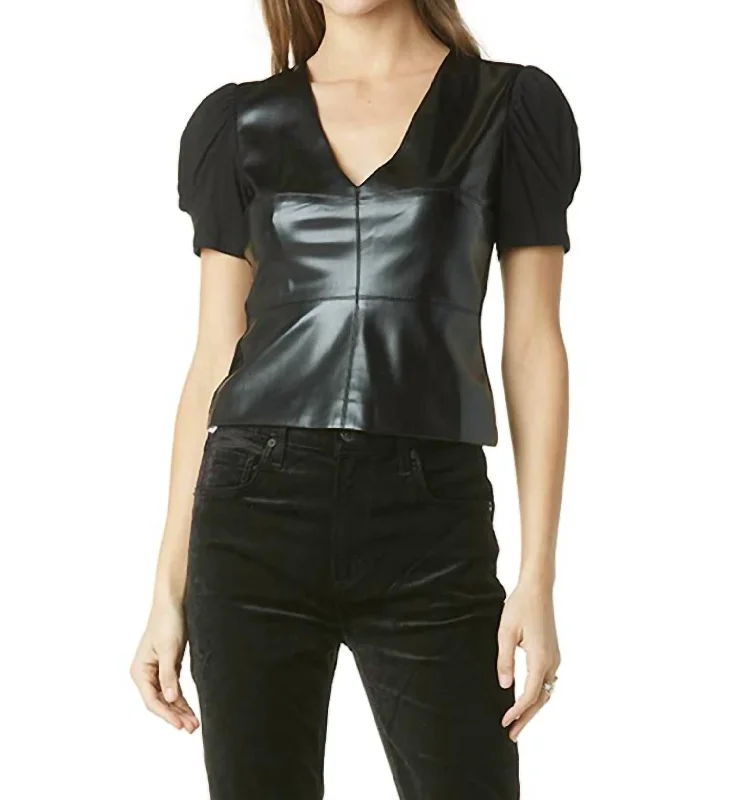 New Arrival Harper Vegan Leather Top In Black