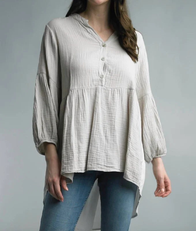 New Arrival Hi Low Button Front In Gray