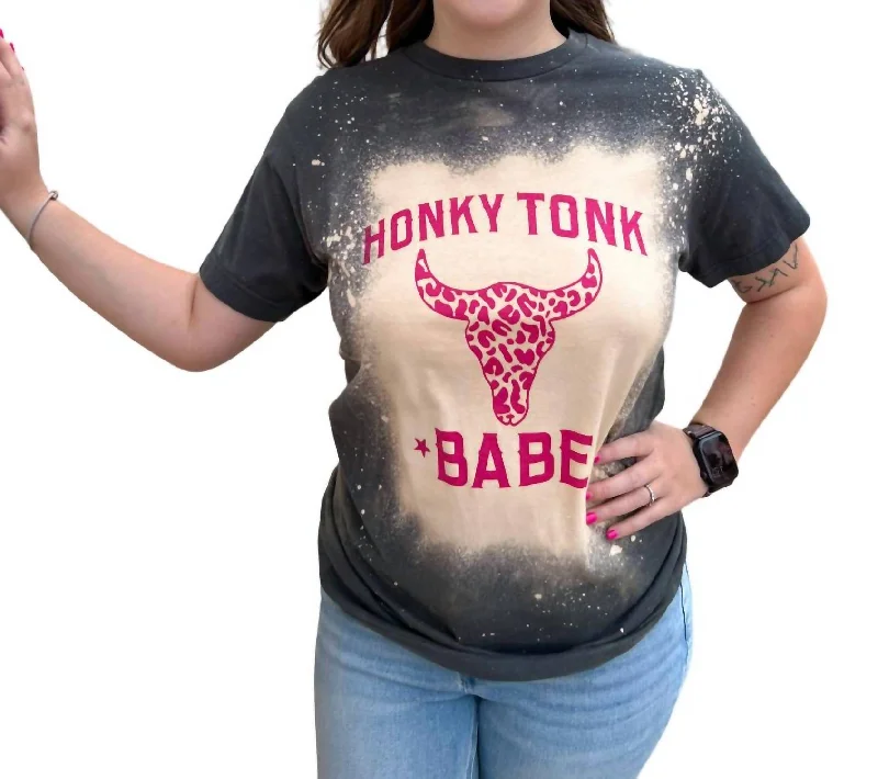 Weekend Flash Sale Honky Tonk Babe Bleached Tee Shirt In Black Multi