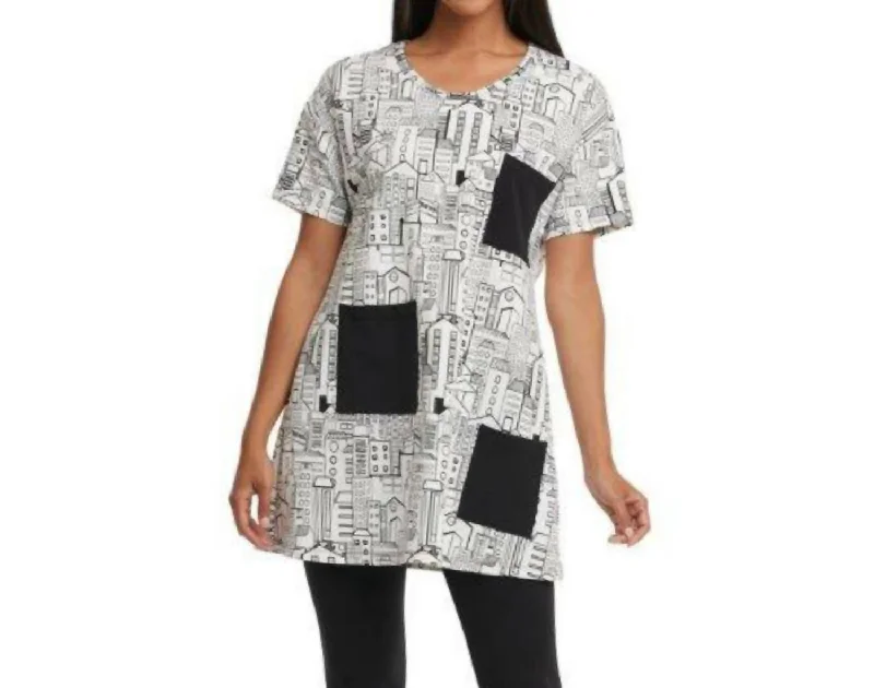 Exclusive Savings House Print Tunic In Black And White