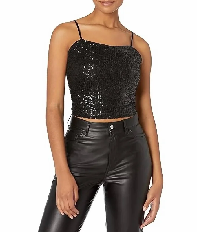 Special Promotion I Can't Wait Sequin Top In Black