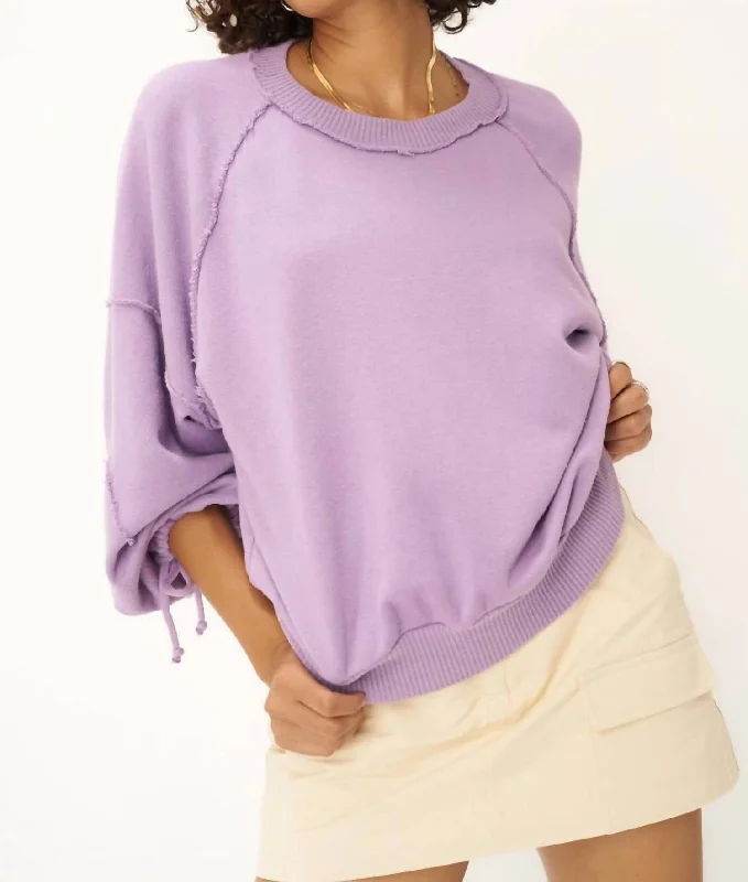 Hurry In Idris Tie Sleeve Sweatshirt In Lilac