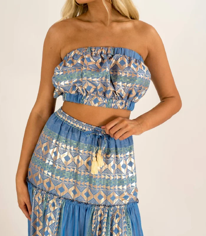Unbeatable Prices Iris Crop Top In Gold/blue