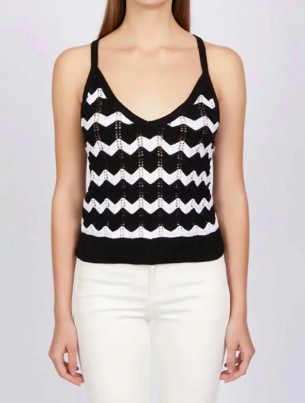 Savings Galore Izzie Chevron Stripe Tank In Black Multi