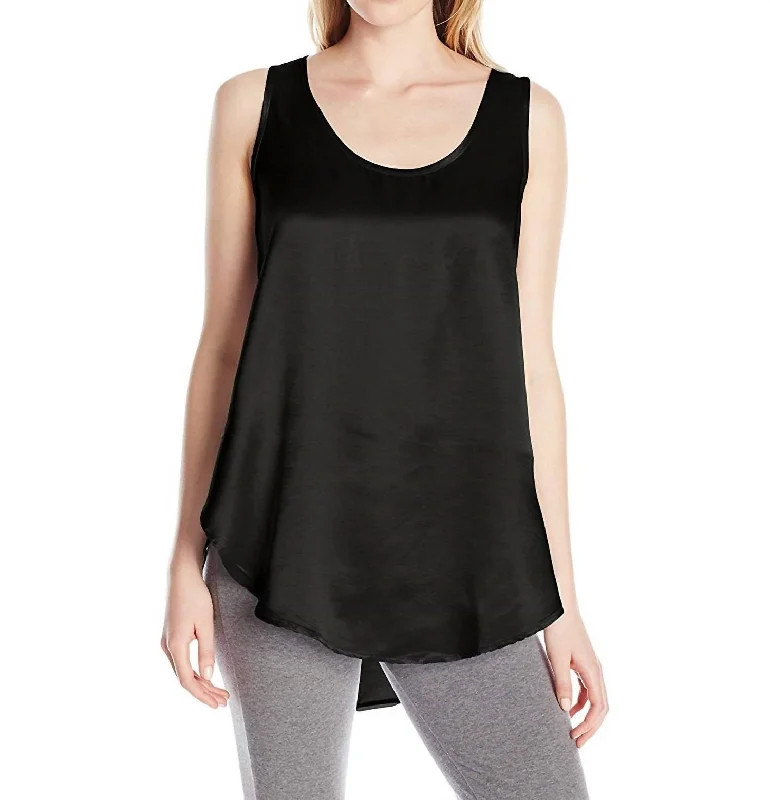 Price Break Jackie Satin Hi-Low Cami With Side Slits In Black