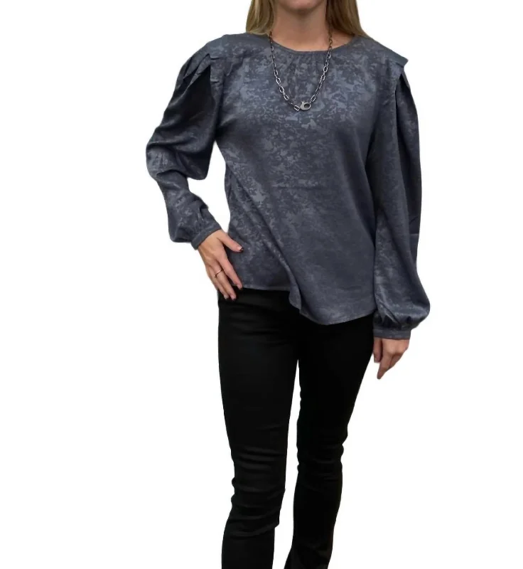 Crazy Deals Jacquard Blouse With Fold Detail In Dusty Teal