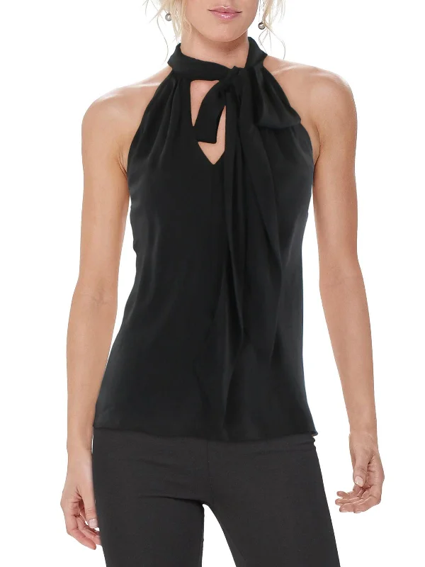 Limited Time Offer Jillian Womens Silk Blend Tie Neck Shell