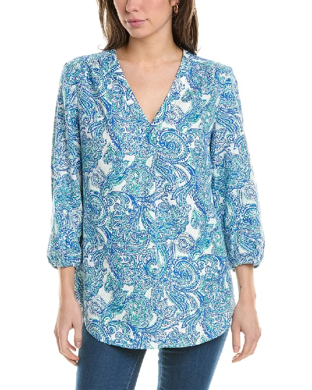 YEAR-End Clearance Jones New York Pleat Front Linen-Blend Tunic