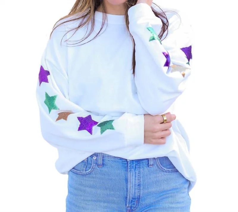 Savings Spectacular Jules Mardi Gras Stars Sweatshirt In White