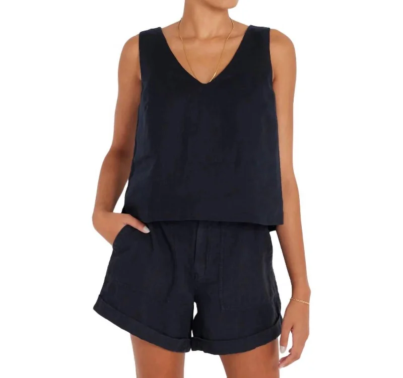 Limited Edition Julia Linen Tank Top In Black