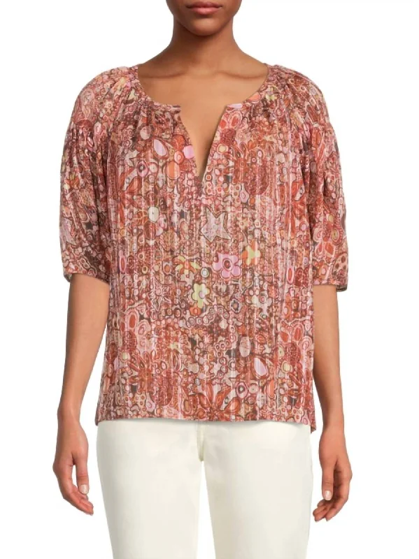 Can't Be Beat Julianna Silk Top In Sorbet Multi