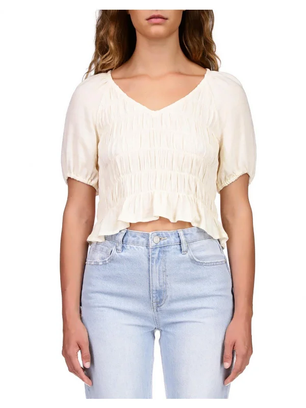 Epic Deals Juniors Womens V Neck Crop Pullover Top