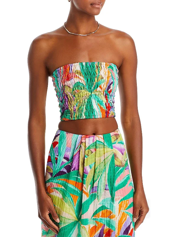 Deep Discounts Kimmy Womens Smocked Bandeau Cropped