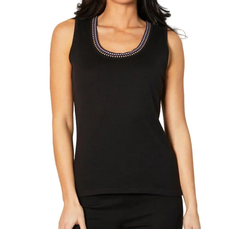 Shop and Save Knit Tank With Detail In Black/multi