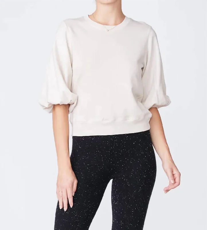 Price Slash Knit Woven Top In Bone