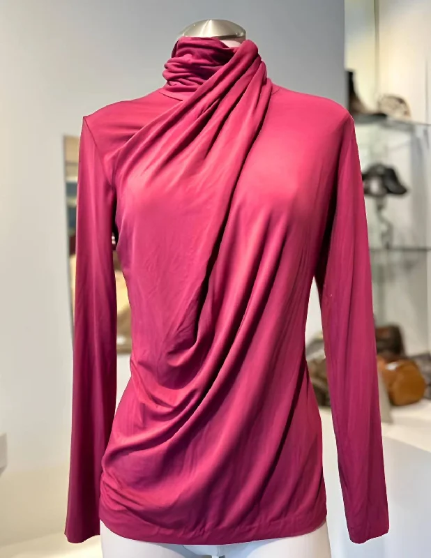 Special Buy Knot Turtle Neck Top In Plum