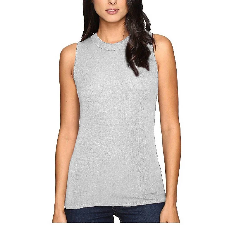 Don't Miss Krystine-Sleeveless Rib Tank Top In Granite Grey