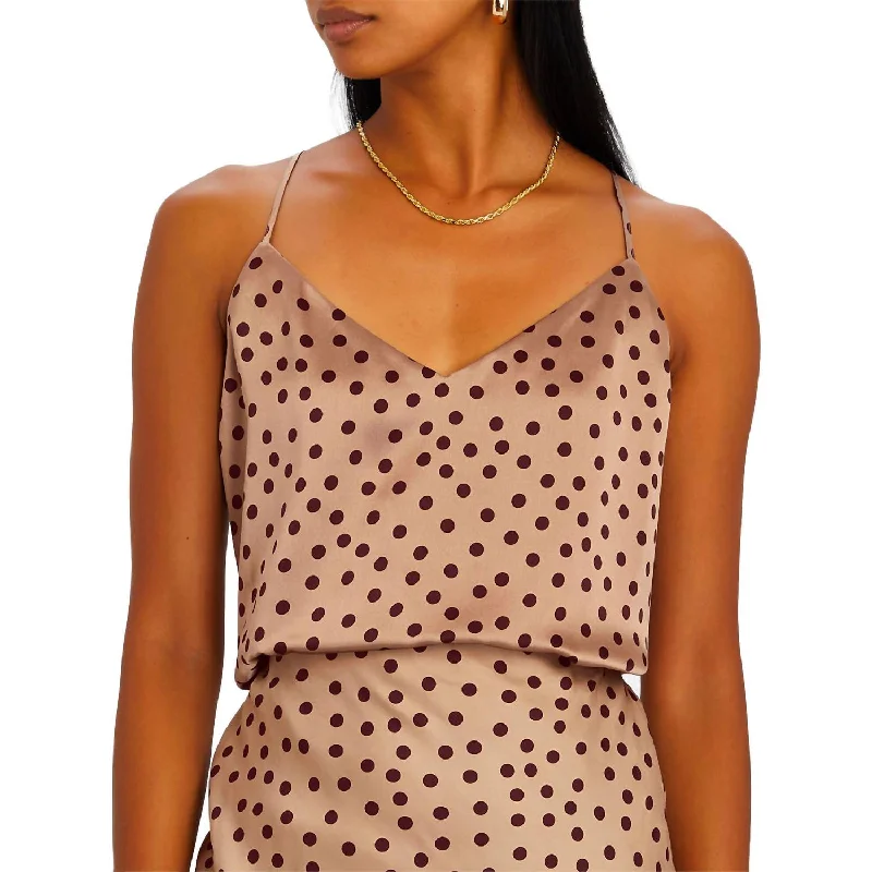 Massive Deals Kylee Camisole Tank Top In Beige/chocolate Dotted Print