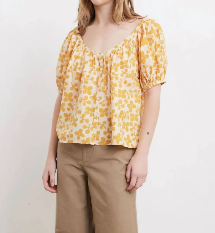 Act Fast La Lidia Top In Resist Floral Cream