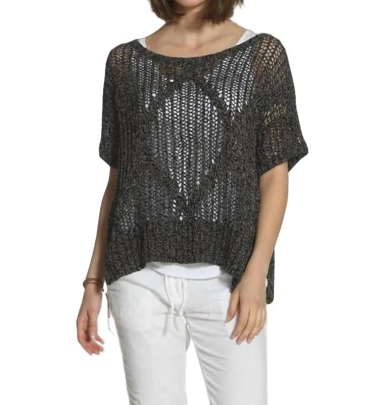 Act Fast Lattice Scoop Neck Top In Black