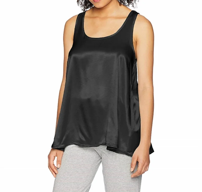 Can't Miss Laura Satin Racerback Tank In Black