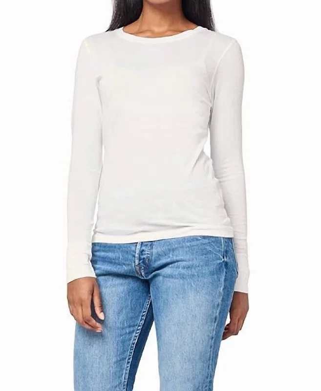 Instant Discount Layering Long Sleeve Scoop Neck Top In Pearl