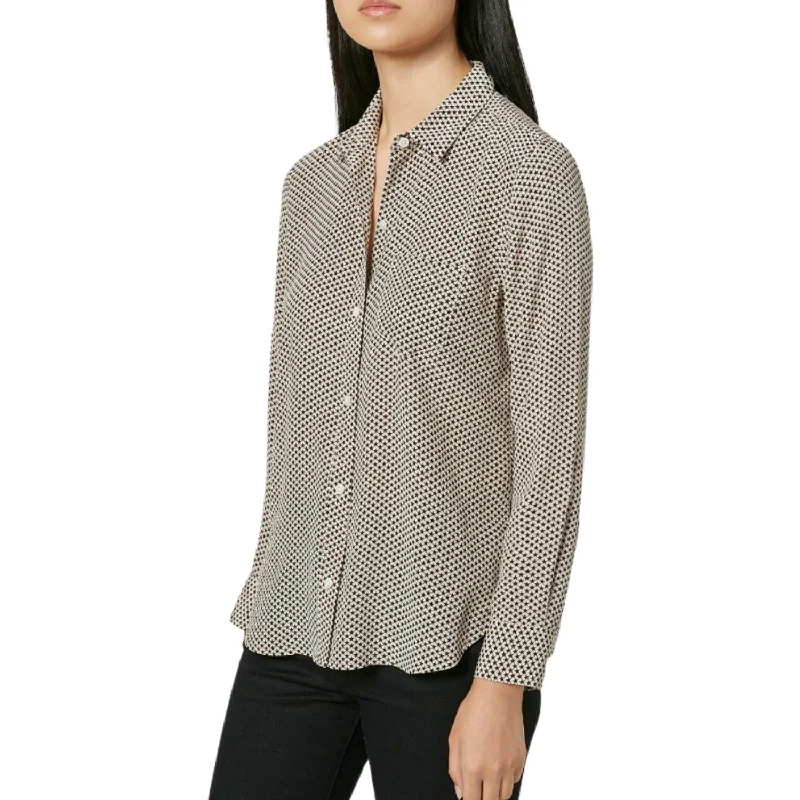 Overstock Leema Silk Top In True Black/mushroom Star Print