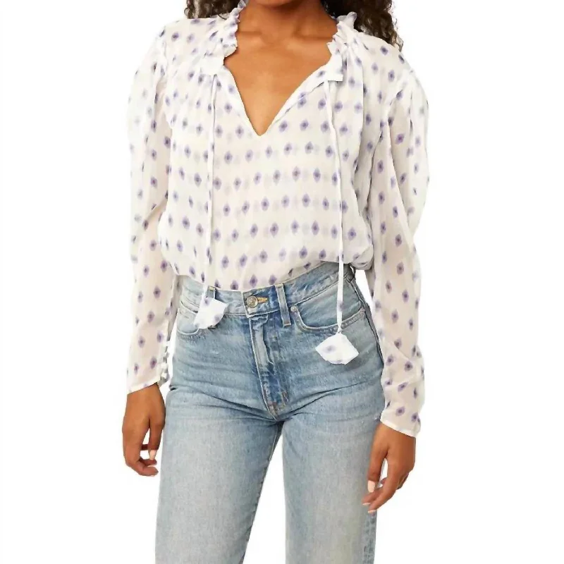 Final Clearance Leta Top In White Evil Eye