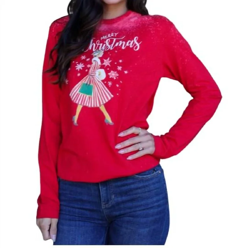 Savings Spectacular Lil Miss Shopper Christmas Tee In Red