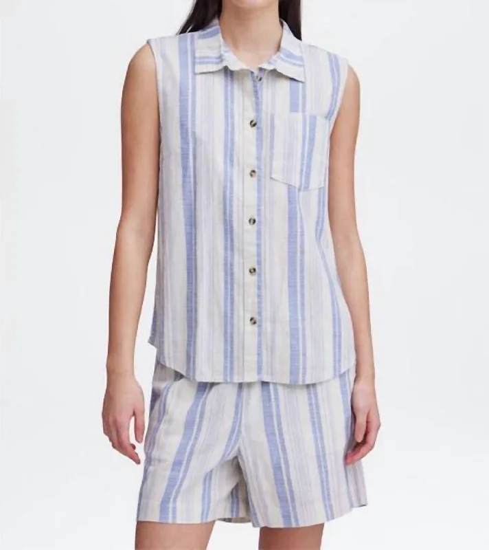 Don't Wait Lino Top In Cashmere Blue