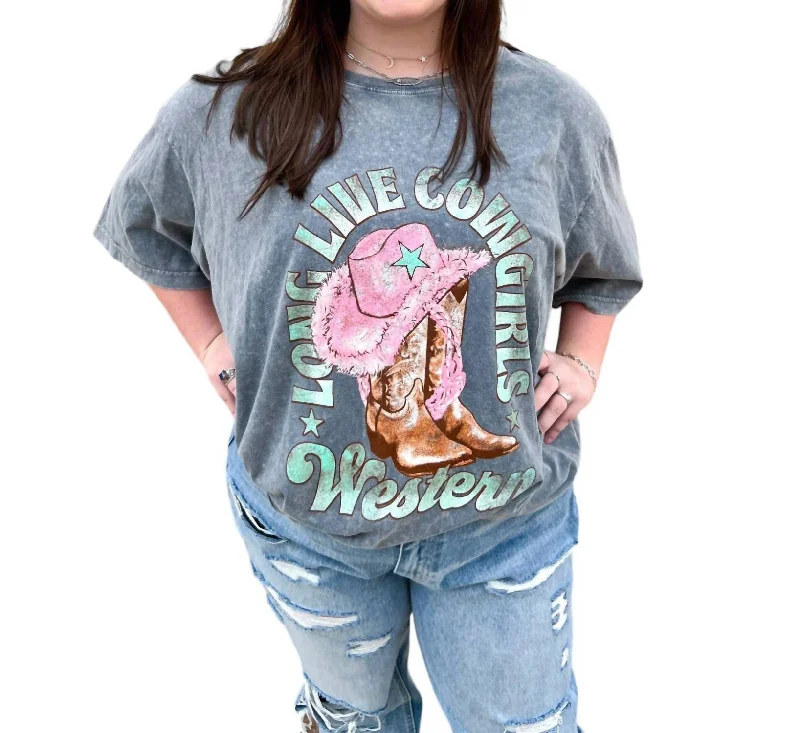 Referral Discount Long Live Cowgirls Rocker Tee Plus In Grey