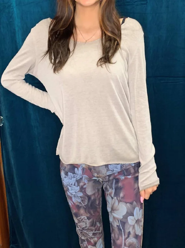Limited Time Discount Long Sleeve Basic Tee In Taupe