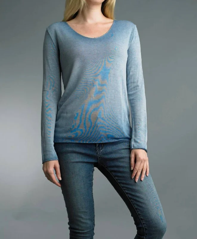 Loyalty Reward Long Sleeve Basic Top In Denim