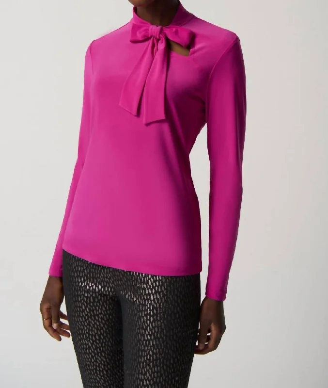 Buy More, Save More Long Sleeve Bow Neck Top In Opulence
