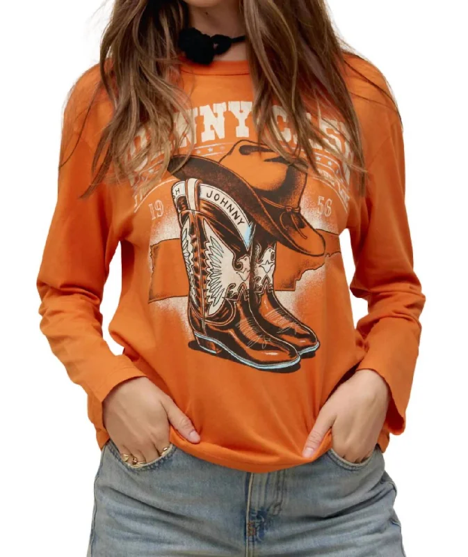 Markdown Madness Long Sleeve Tee In Tangerine