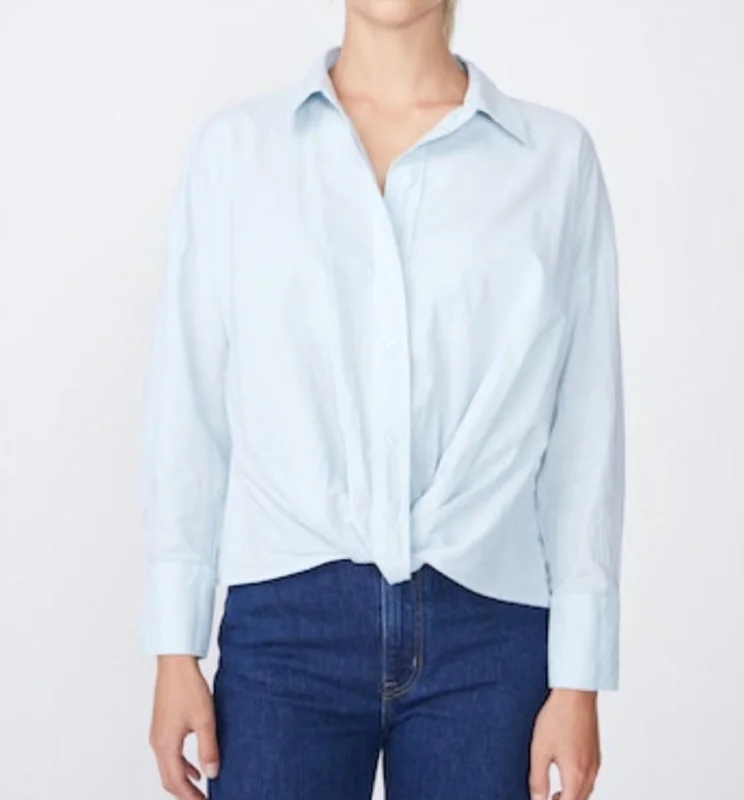 New Markdowns Long Sleeve Twist Front Shirt In Sky